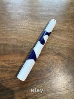 Luxury Handmade Omas white blue swirl Bespoke Fountain Pen