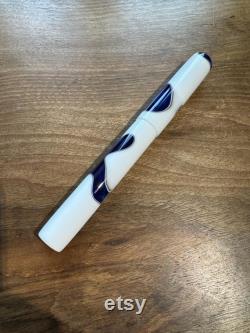 Luxury Handmade Omas white blue swirl Bespoke Fountain Pen