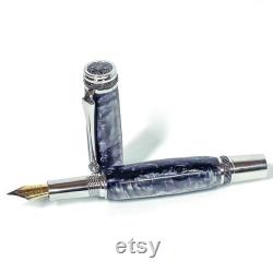 Luxury Majestic Crushed Silver Rhodium with Black Titanium Accent Rings Acrylester Fountain Pen Swarovski Crystal Retirement Gift