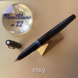 MONTBLANC 22 vintage fountain pen 60'ties black -gold nib M -Excellent writing condition