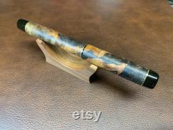 Maple Burl and Brass Artisan Fountain Pen Handmade Custom Jowo Nib