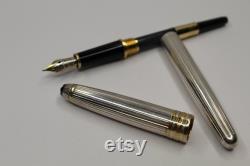 Meisterstuck Montblanc 144 fountain pen solitaire sterling silver 925 nib 18K.