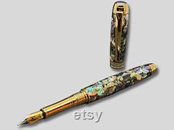 Mistral Fountain Pen in Paua Abalone and Gold with Rhodium Accents