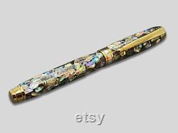 Mistral Fountain Pen in Paua Abalone and Gold with Rhodium Accents