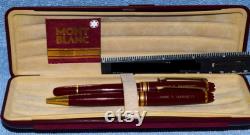 Mont Blanc fountain pen and ballpoint set burgundy personalized