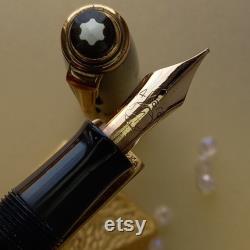 Montblanc Dänemark no.224 black peakish cap top Vintage fountain pen gold nib M flex-EXCELLENT writing condition