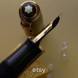 Montblanc Dänemark no.224 black peakish cap top Vintage fountain pen gold nib M flex-EXCELLENT writing condition