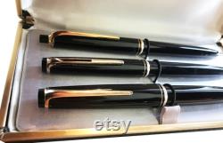 Montblanc Set of 3 with case, No. 22, No. 28, No.pix 26, very rare collector's item, 1955-60, As good as new