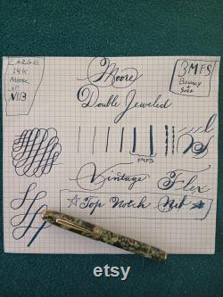 Moore 94A (1937-42) Striped Double Jeweled 1930's Vintage Fountain Pen Massive Soft Superflex MFS3 Flex to 2.97mm