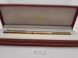 Must de Cartier pen penna stilografica Paris Vendome 3 rings exclusive vintage item trinity band gold plaque Roller pen good condition