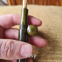 N6 Nikko Ebonite (Ripple Black and Green) Handmade Fountain Pen