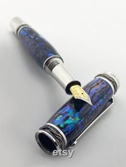 Natural Blue Majestic Fountain Pen Handmade Gift for her Gift for him Free Shipping