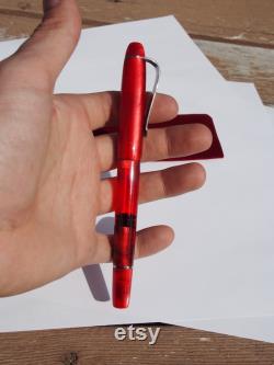New Clip Options Scarlet Handmade Bespoke Kitless Red Fountain Pen Gibson Pens