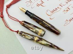 Omas Extra set cappuccino celluloid fountain pen and pencil- EF nib