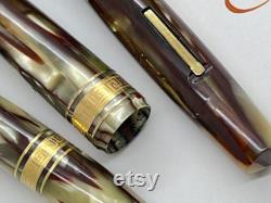 Omas Extra set cappuccino celluloid fountain pen and pencil- EF nib