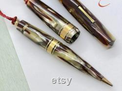 Omas Extra set cappuccino celluloid fountain pen and pencil- EF nib