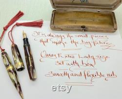 Omas Extra set cappuccino celluloid fountain pen and pencil- EF nib