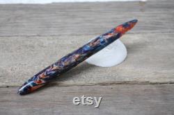 Orange, blue and white swirl custom fountain pen