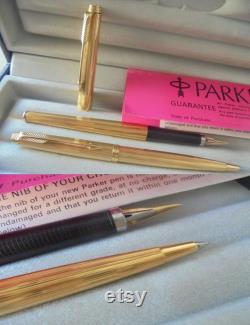 PARKER 180 fountain pen and ball pen set in GOLD 14K ORIGINAL in it's gift box with garantee Graduation gift Anniversary Birthday Valentine
