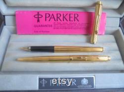 PARKER 180 fountain pen and ball pen set in GOLD 14K ORIGINAL in it's gift box with garantee Graduation gift Anniversary Birthday Valentine