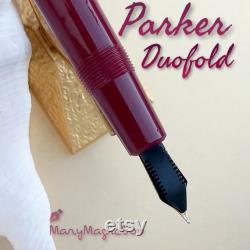 PARKER Duofold burgundy Danish Vintage fountain pen original gold nib F -year 1950 excellent conditions