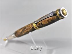 PEN SET Majestic Junior in 22kt Gold and Rhodium, made with Stabilized Spalted Tiger Oak Burl