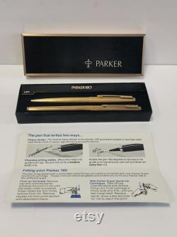 Parker 180 Gold Plated Imperial 180 Fountain Pen and Ballpoint Set in Box