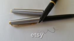 Parker 45 Black Fountain Pen and Ballpoint Pen Flighter Stainless withGold Dome Made In UK
