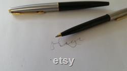 Parker 45 Black Fountain Pen and Ballpoint Pen Flighter Stainless withGold Dome Made In UK