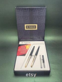 Parker 45 SPECIAL Cabochon and Parker 45 GT Gift Box Brushed Steel UK 2003 And 1988