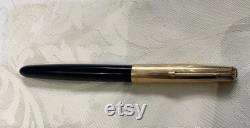 Parker 51 Fountain Pen Navy Blue with 12K Gold Filled Cap and Jewel Top Vintage Made in USA