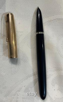 Parker 51 Fountain Pen Navy Blue with 12K Gold Filled Cap and Jewel Top Vintage Made in USA