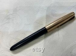 Parker 51 Fountain Pen Navy Blue with 12K Gold Filled Cap and Jewel Top Vintage Made in USA