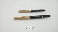 Parker 51 set fountain pen pencil rolled gold pen cap 1950s