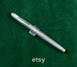 Parker 75 Cisele Sterling Silver Fountain Pen -14kt Fine Point Nib Early Flat Top Made in USA