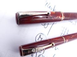 Parker Duette Sr. Mahogany and White Fountain Pen and Pencil Set restored