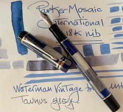 Parker Duofold International Blue Mosaic unused fountain pen M nib