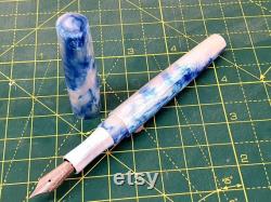 Pearl and blue swirl custom fountain pen