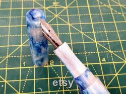 Pearl and blue swirl custom fountain pen