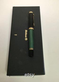 Pelikan Fountain Pen M Medium Green Stripe Suberen 14C-585 NIB, Made In Germany