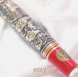 Pelikan Four Gods Golden Phoenix Bird 18K Fountain Pen M Nib 1996 PF 888 Rare