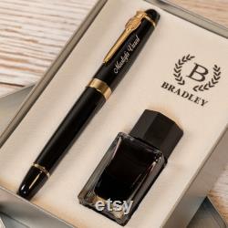 Personalized Black Gold Fountain Pen, Handcrafted Fountain Pen, Gift for Mom, Anniversary Gift