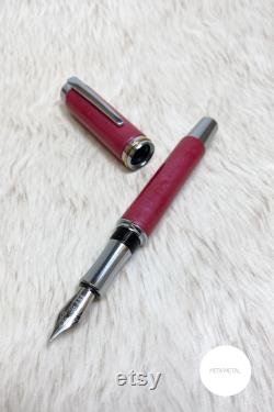Pink custom fountain pen, Personalized engraved pen, Heavy handmade resin ink pen