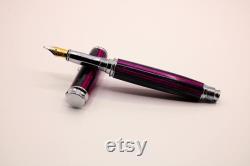 Prestige Glass Finish Wood Omega Fountain Pen Purple and Black Hand made Multi Layered refillable