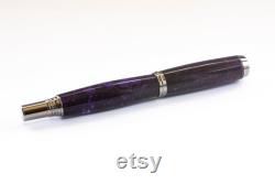 Purple Amethyst Fountain Pen Hand-carved Purple Fountain Pen Purple and White Resin Fountain Pen Black Titanium Pen