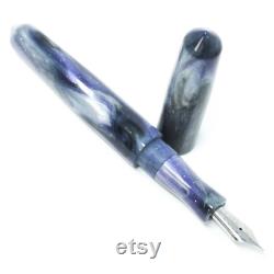 Purple Iris, Black, and White Spreadbury Loft Bespoke Fountain Pen JoWo 6 Nib, Gift Box