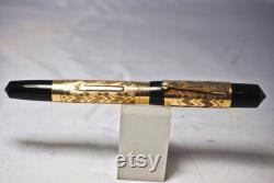 RESTORED Vintage Peerless stylized Brass overlay fountain pen