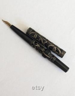 Rare Conklin Crescent Hbr Sterling Overlay Fountain Pen With Waterman Nib C