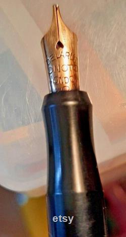 Rare ONOTO 'The Pen' De La Rue London Art Deco 1920s 30s Black Chased Vulcanite Finish 14K gold No3 NIB