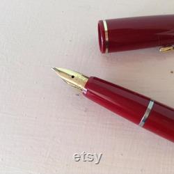 Rare PARKER Duofold 17 Open Nib Beak England Red Fountain Pen 1960s 14k Gold Nib Original Case